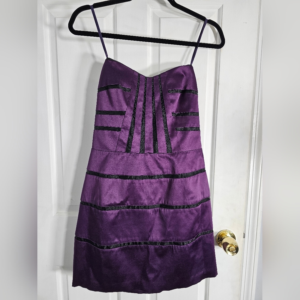 BCBGENERATION Strapless Purple Black Mini Dress Size 8